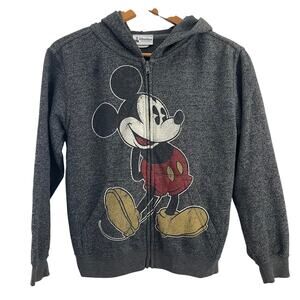 Disney‎ Parks Full Zip Big Mickey Mouse Graphic Hoodie Sweatshirt Boys M Gray
